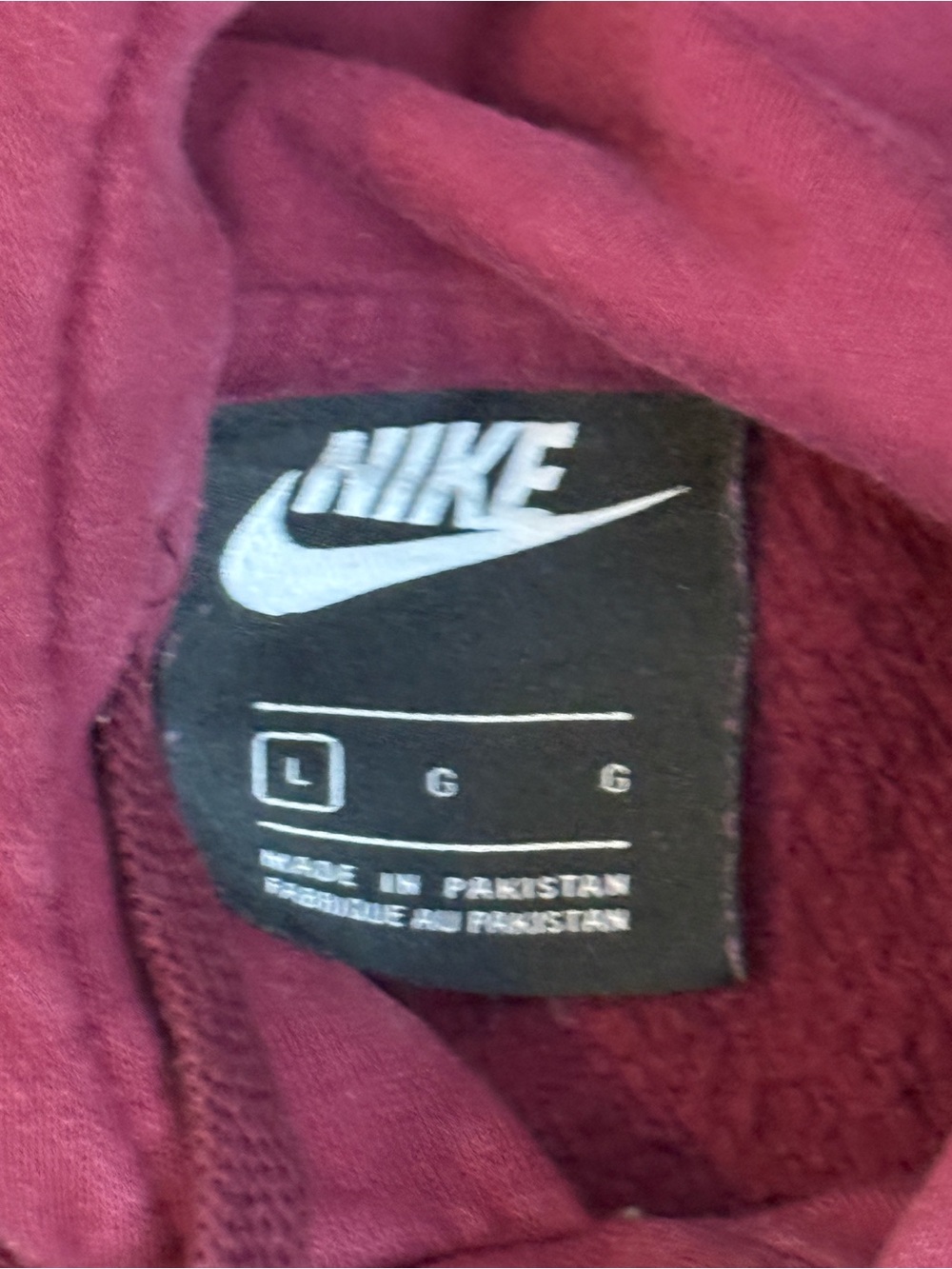 Nike Crewneck Hoodie in Burgundy with White Logo - Picture 3 of 3